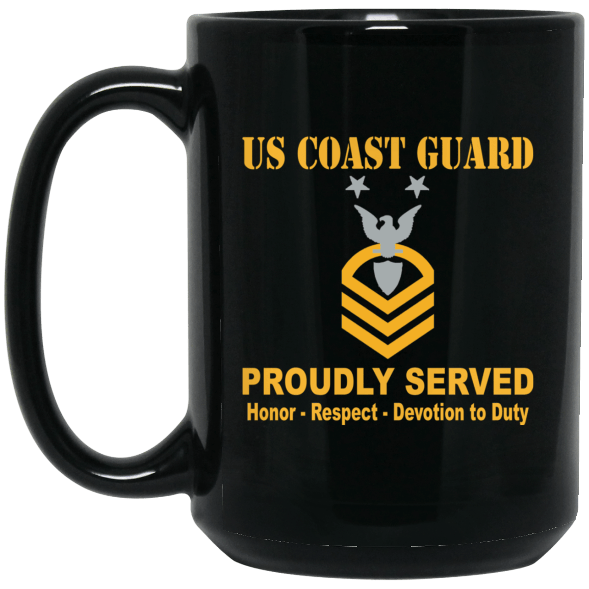 US Coast Guard E-9 Command Master Chief Petty Officer E9 CMC Chief Petty Officer 11 oz - 15 oz Black Mug-Mug-USCG-Collar-Veterans Nation