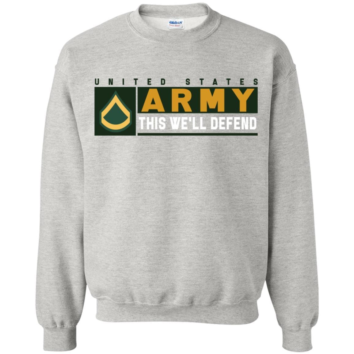 US Army E-3 Private First Class This We Will Defend Long Sleeve - Pullover Hoodie-TShirt-Army-Veterans Nation