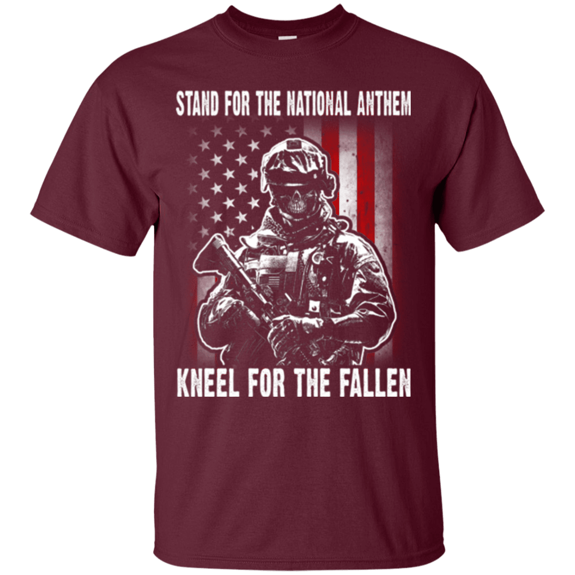 Military T-Shirt "Stand For The National Anthem Kneel For The Fallen"-TShirt-General-Veterans Nation