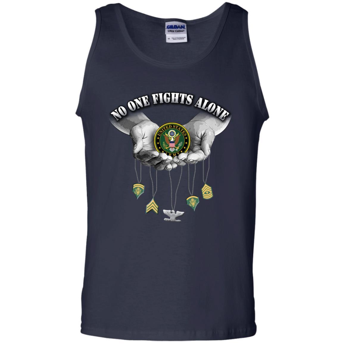 T-Shirt "No One Fights Alone Army Ranks" On Front-TShirt-Army-Veterans Nation