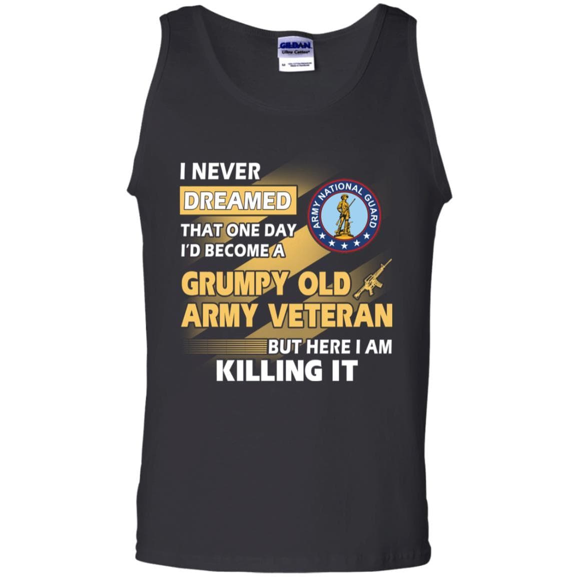 US Army T-Shirt "National Guard Grumpy Old Veteran" On Front-TShirt-Army-Veterans Nation