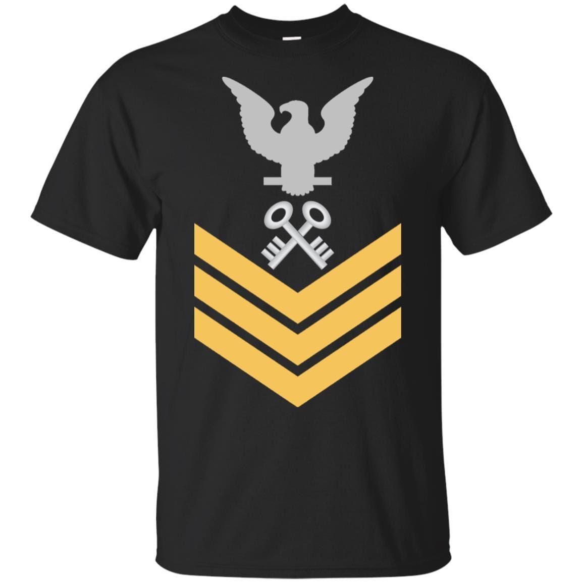 Military T-Shirt "Navy Storekeeper Navy SK E-6 Rating Badges On" Front For Men-TShirt-General-Veterans Nation