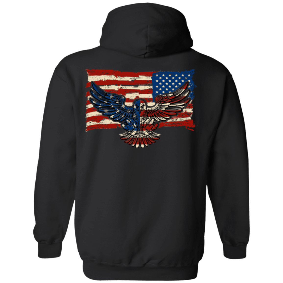 Military T-Shirt "Independence 4 of July Veteran Eagle Flag" Men Back-TShirt-General-Veterans Nation