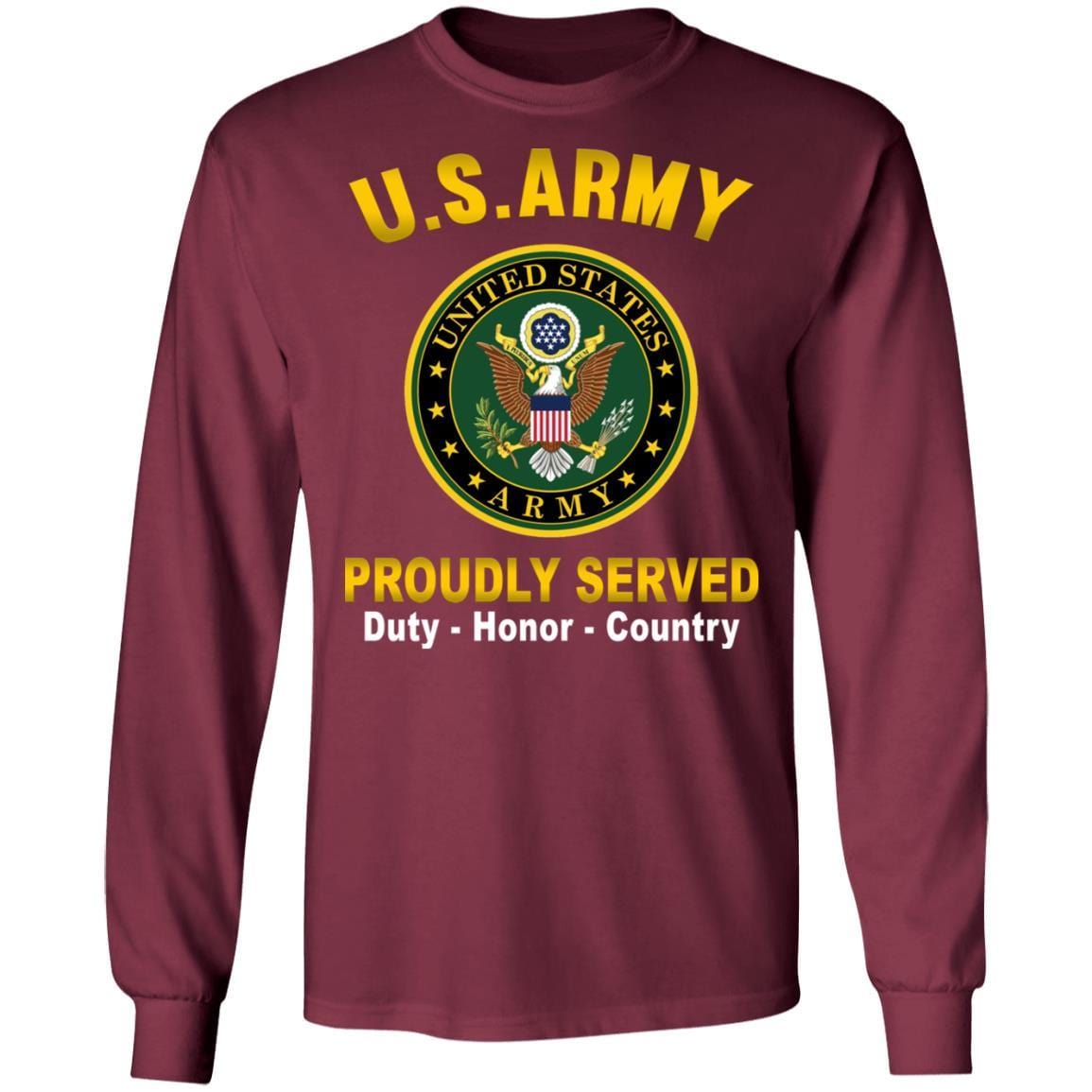 US Army T-Shirt "Logo Proudly Served" On Front-TShirt-Army-Veterans Nation