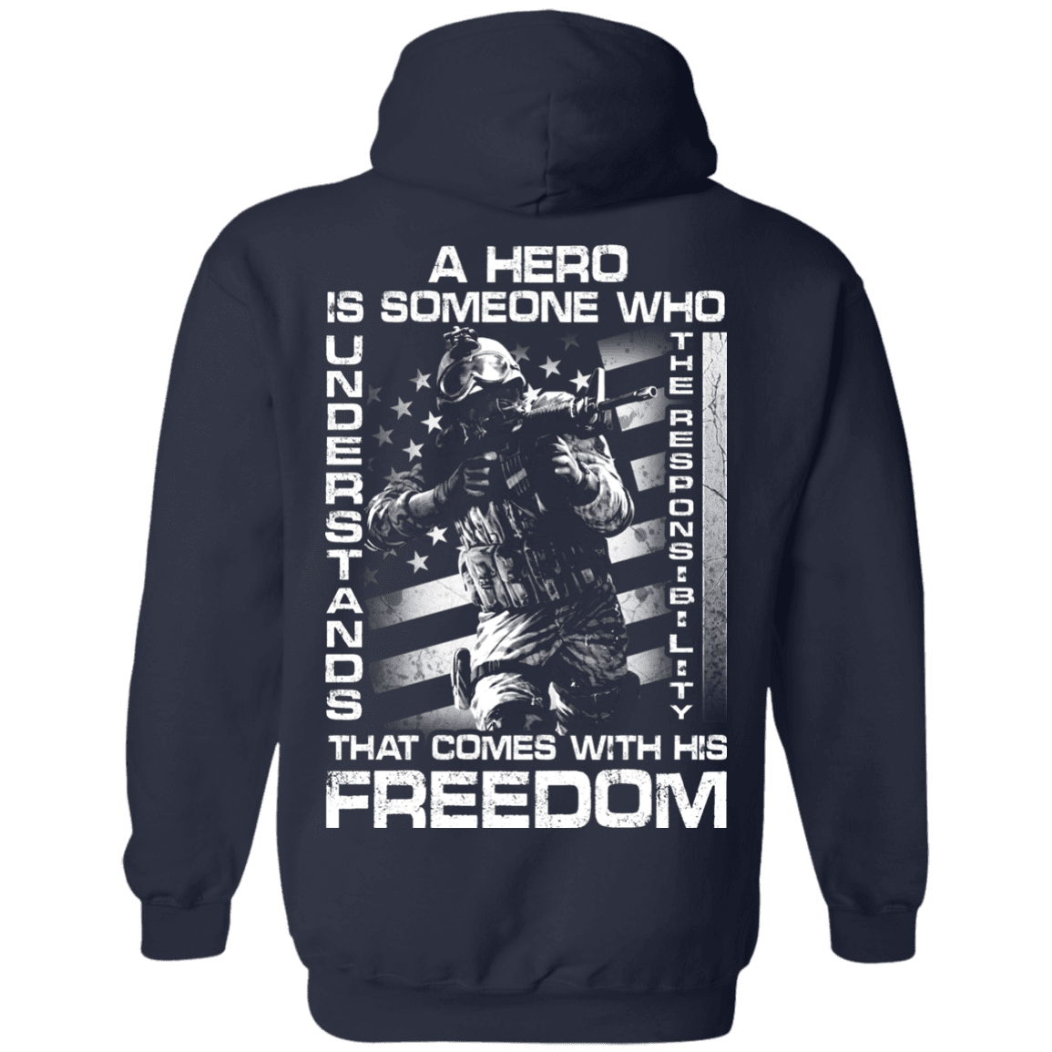 Military T-Shirt "Veteran - A Hero Is Someone Who Understands The Responsibility" - Men Back-TShirt-General-Veterans Nation