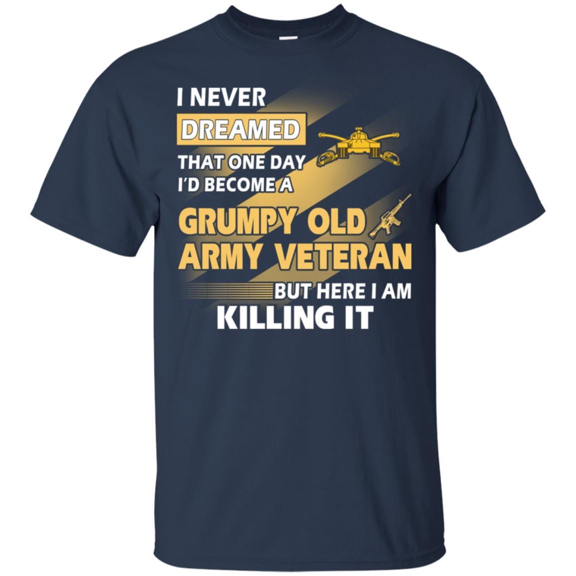 US Army T-Shirt "Armor Grumpy Old Veteran" On Front-TShirt-Army-Veterans Nation