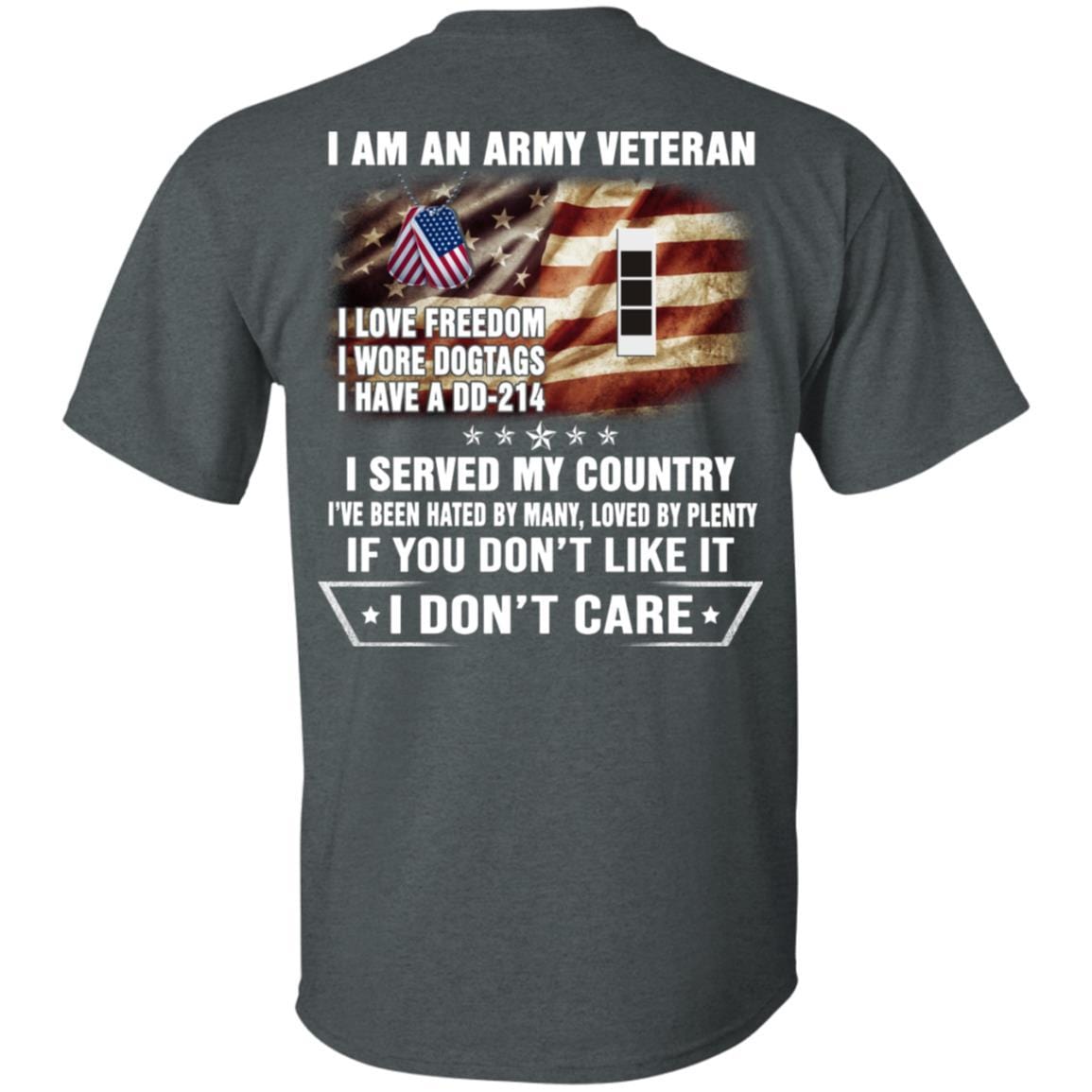 T-Shirt "I Am An Army Veteran" W-3 Chief Warrant Officer 3(CW3)Rank On Back-TShirt-Army-Veterans Nation