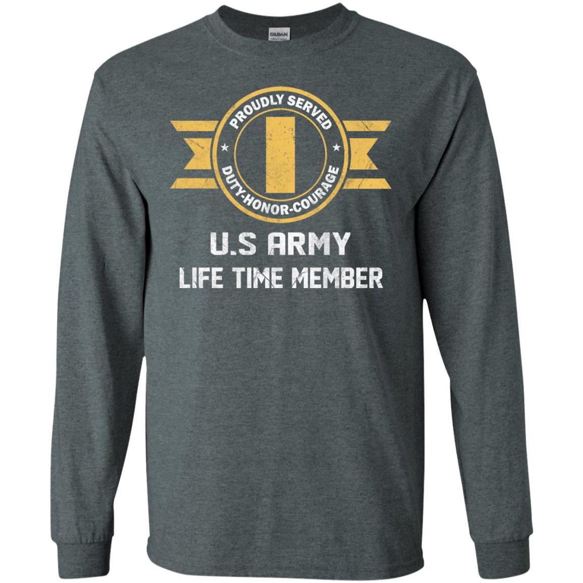 Life Time Member - US Army O-1 Second Lieutenant O1 2LT Commissioned Officer Ranks Men T Shirt On Front-TShirt-Army-Veterans Nation
