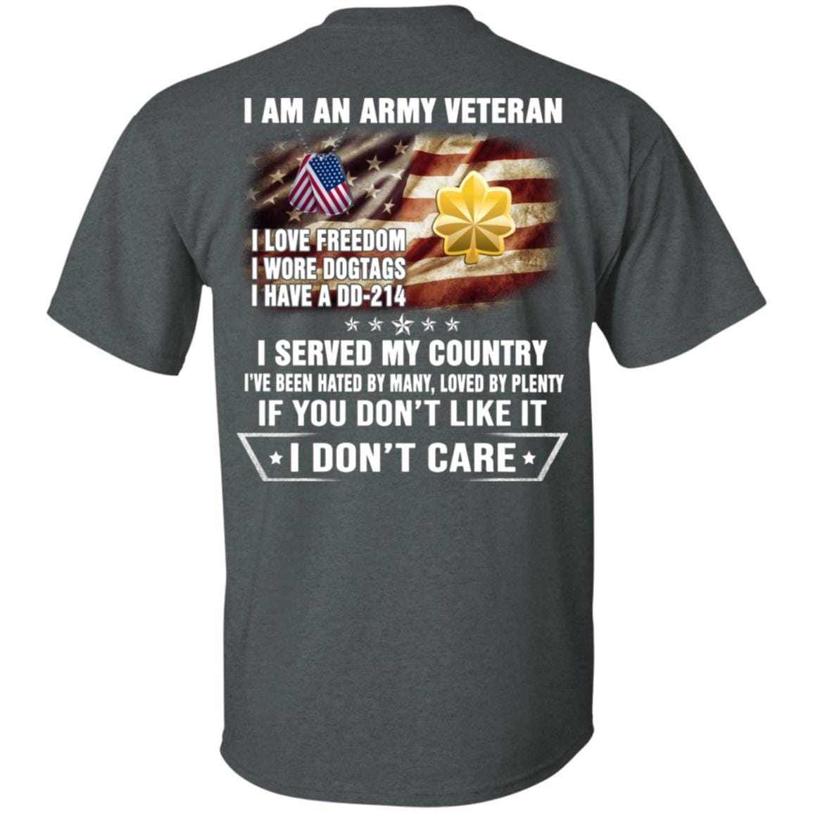 T-Shirt "I Am An Army Veteran" O-4 Major(MAJ)Rank On Back-TShirt-Army-Veterans Nation