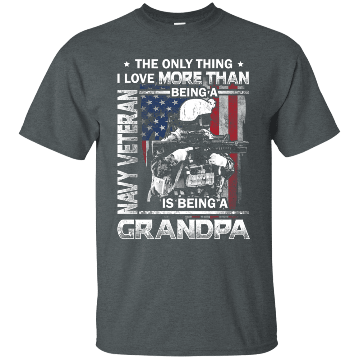 Navy Veteran I love Being A Grandpa Men Front T Shirts-TShirt-Navy-Veterans Nation