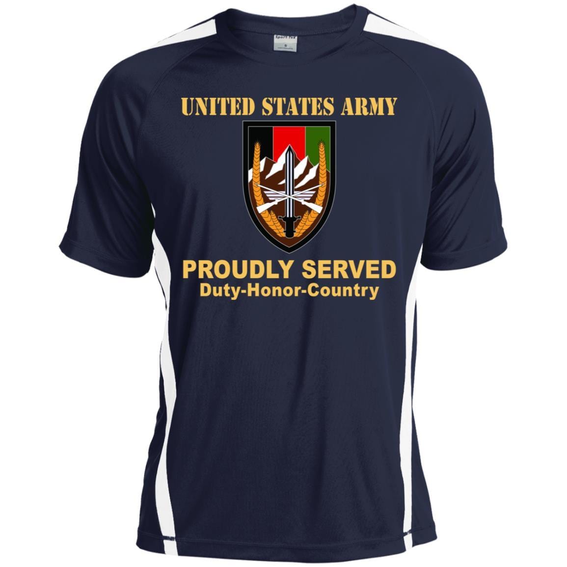 US ARMY CSIB ARMY ELEMENT, UNITED STATES FORCES-AFGHANISTAN- Proudly Served T-Shirt On Front For Men-TShirt-Army-Veterans Nation