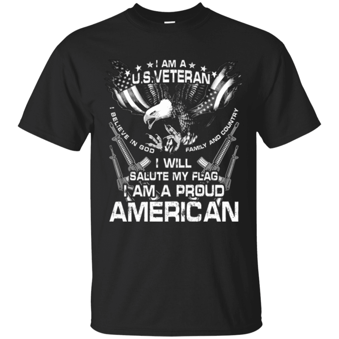 Military T-Shirt "I WILL SALUTE MY FLAG PROUD AMERICAN"-TShirt-General-Veterans Nation