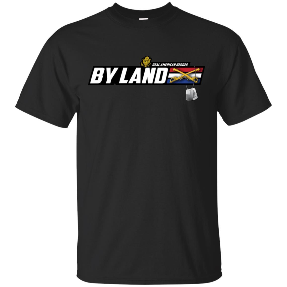 US Army T-Shirt "Cavalry Real American Heroes By Land" On Front-TShirt-Army-Veterans Nation