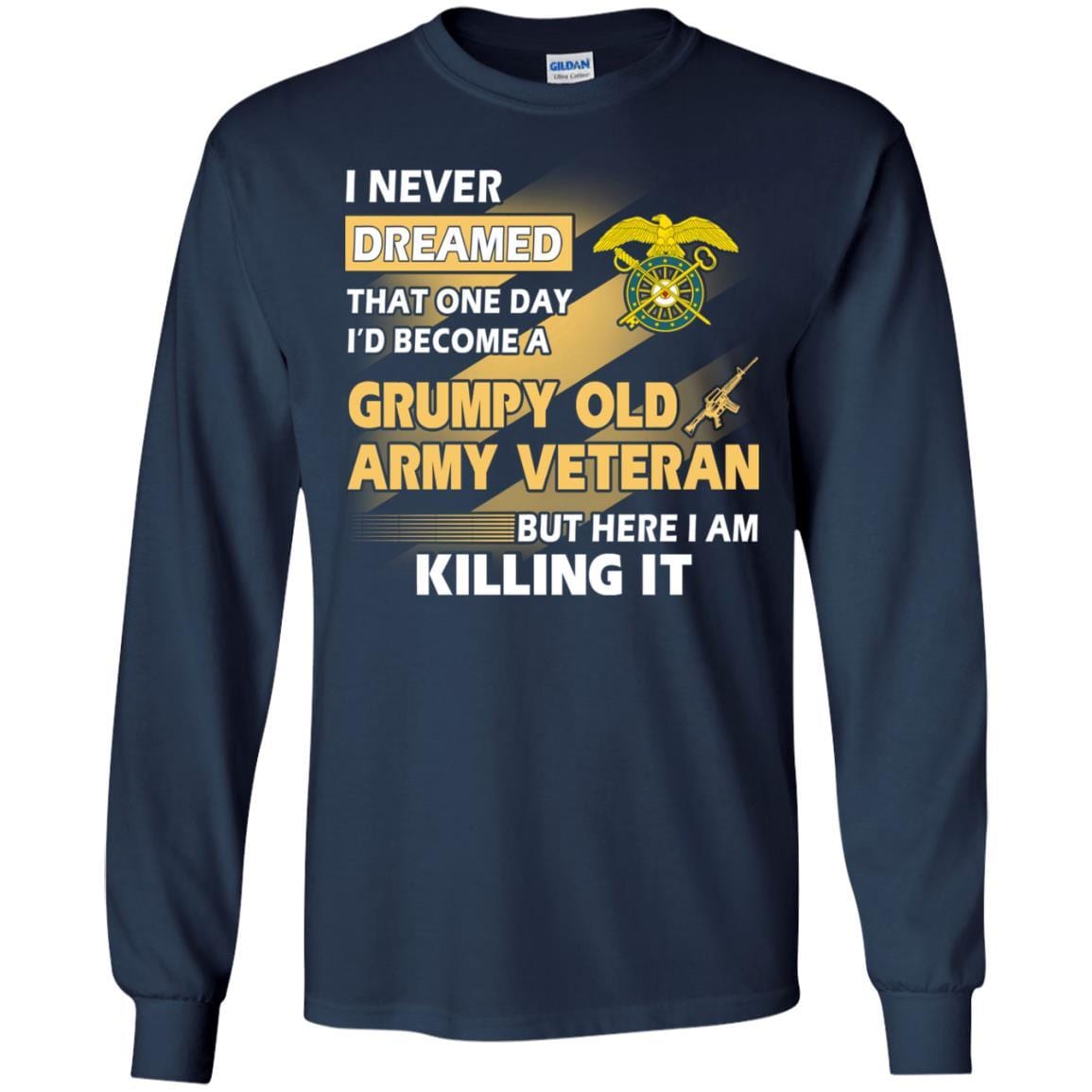 US Army T-Shirt "Quartermaster Corps Grumpy Old Veteran" On Front-TShirt-Army-Veterans Nation