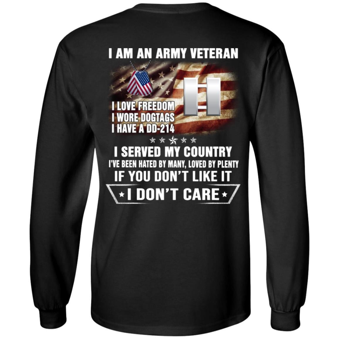 T-Shirt "I Am An Army Veteran" O-3 Captain(CPT)Rank On Back-TShirt-Army-Veterans Nation