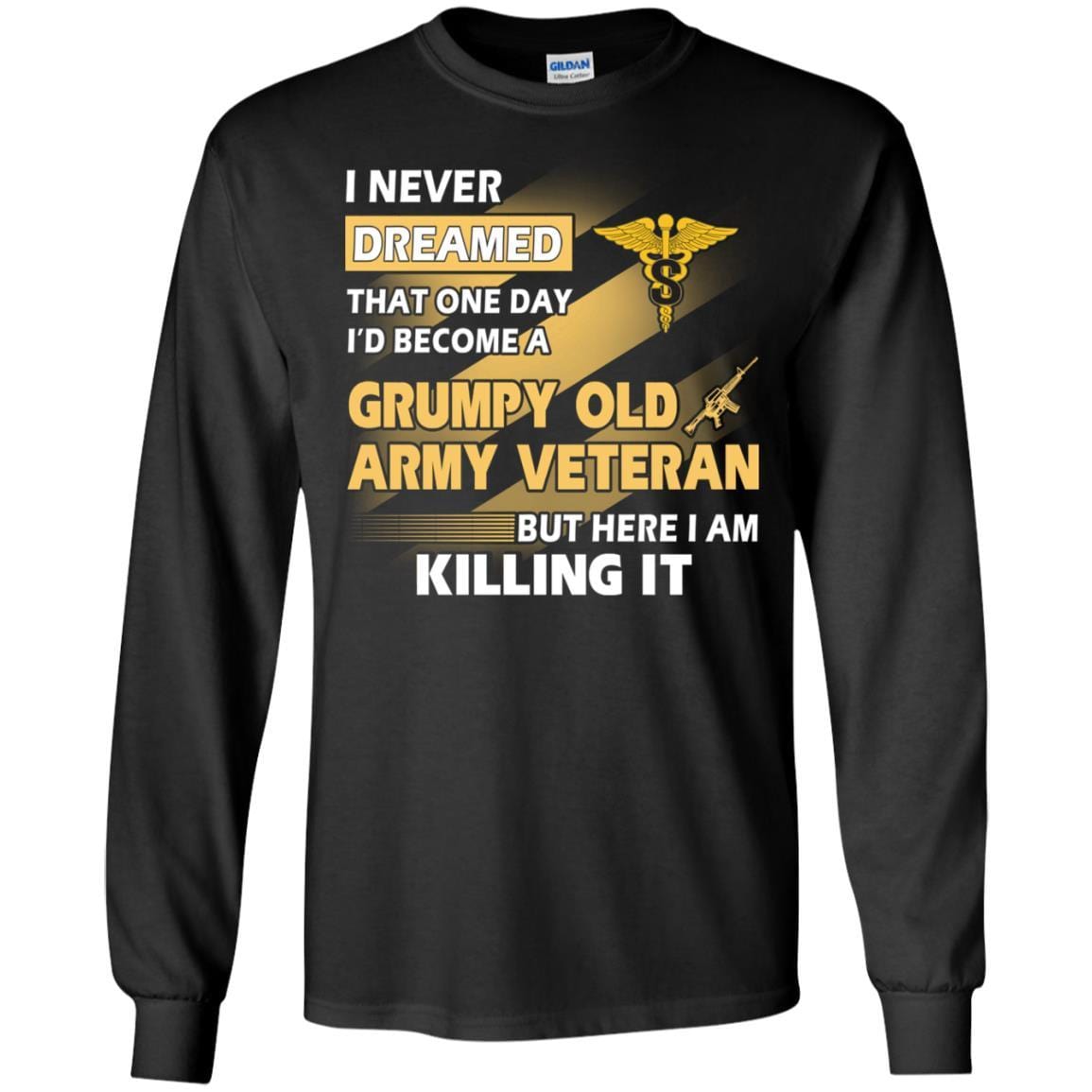US Army T-Shirt "Medical Specialist Corps Grumpy Old Veteran" On Front-TShirt-Army-Veterans Nation