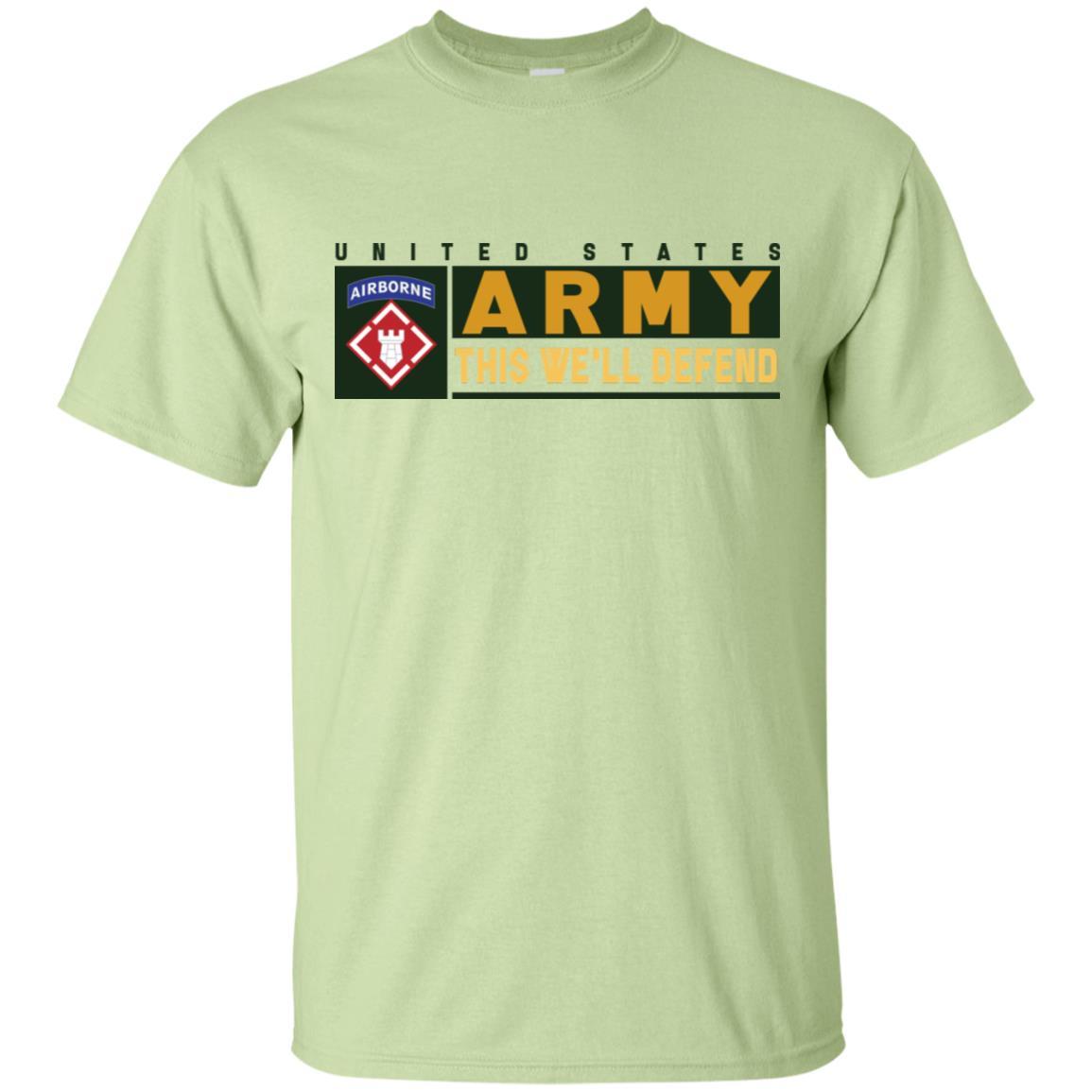 US Army 20TH ENGINEER BRIGADE WITH AIRBORNE TAB- This We'll Defend T-Shirt On Front For Men-TShirt-Army-Veterans Nation