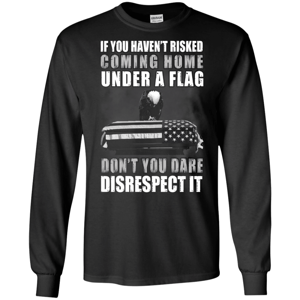 Military T-Shirt "Under A Flag Disrespect It Men" Front-TShirt-General-Veterans Nation