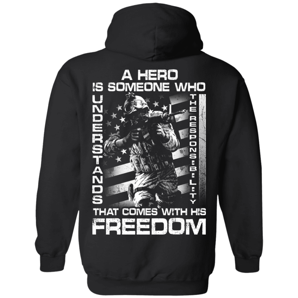 Military T-Shirt "Veteran - A Hero Is Someone Who Understands The Responsibility" - Men Back-TShirt-General-Veterans Nation