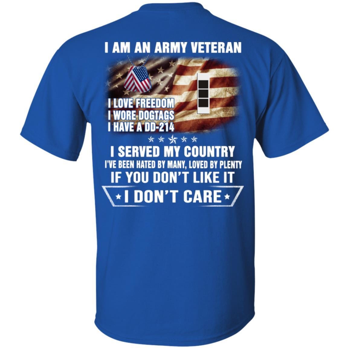 T-Shirt "I Am An Army Veteran" W-3 Chief Warrant Officer 3(CW3)Rank On Back-TShirt-Army-Veterans Nation