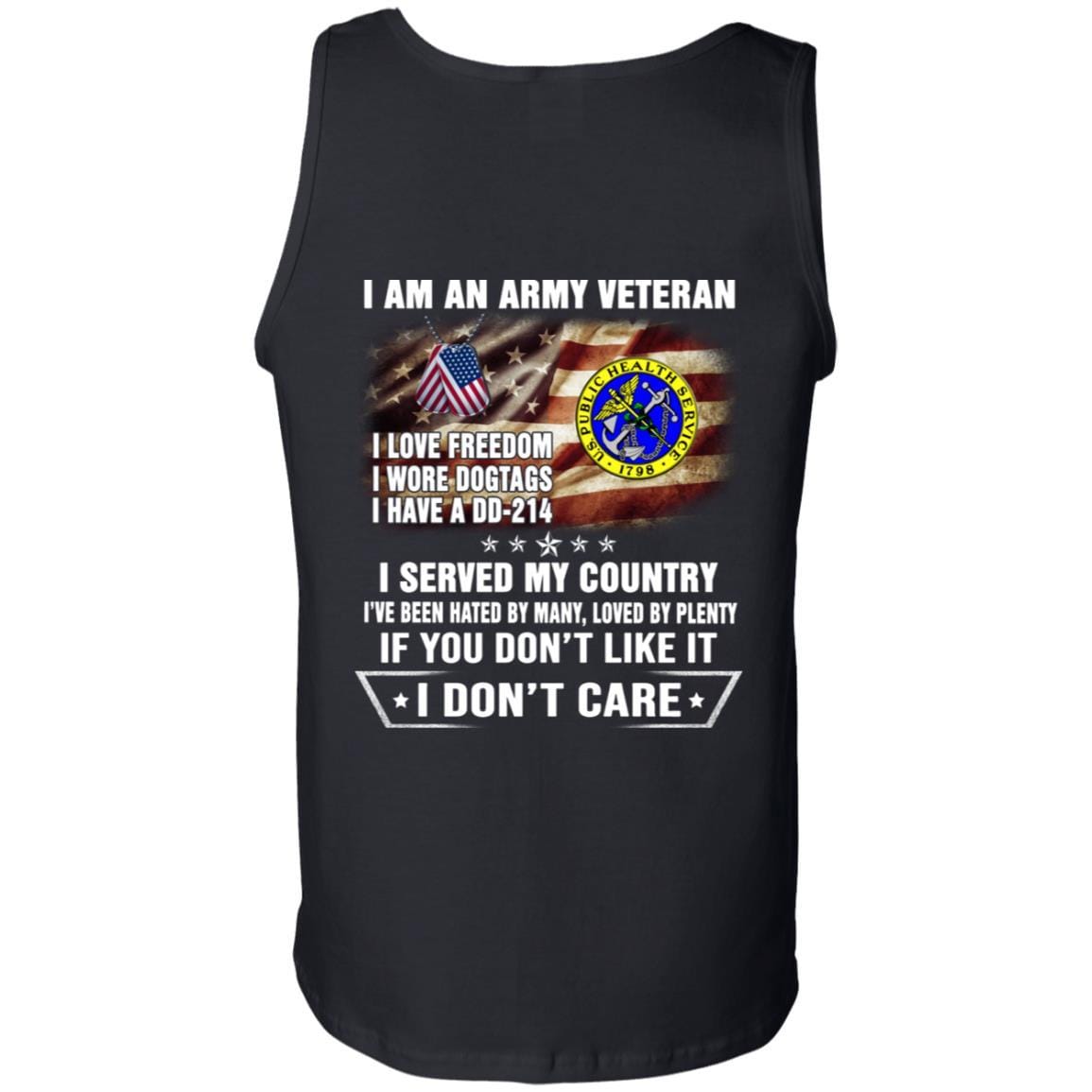 T-Shirt "I Am An Army Public Health Service Veteran" On Back-TShirt-Army-Veterans Nation