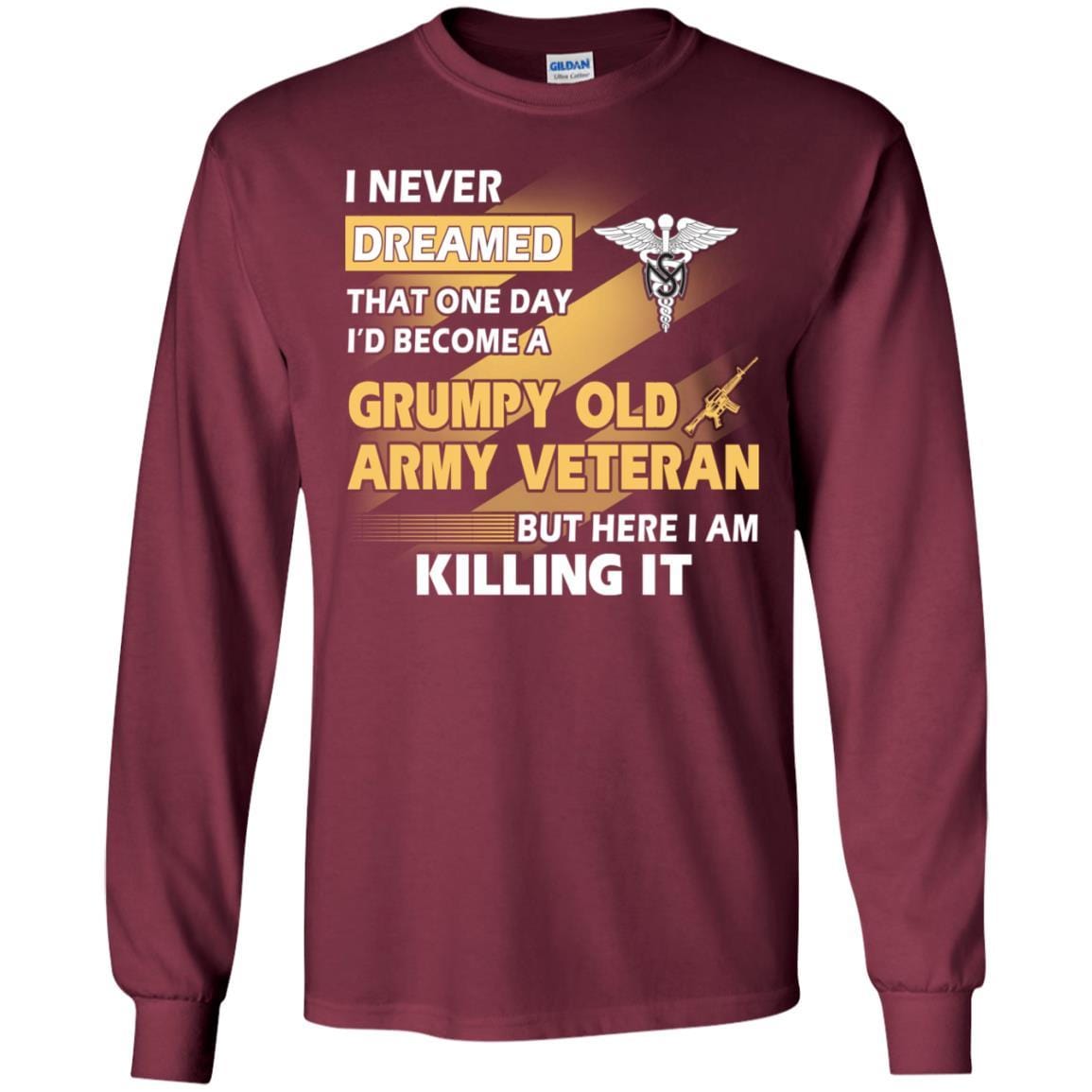 US Army T-Shirt "Medical Service Corps Grumpy Old Veteran" On Front-TShirt-Army-Veterans Nation