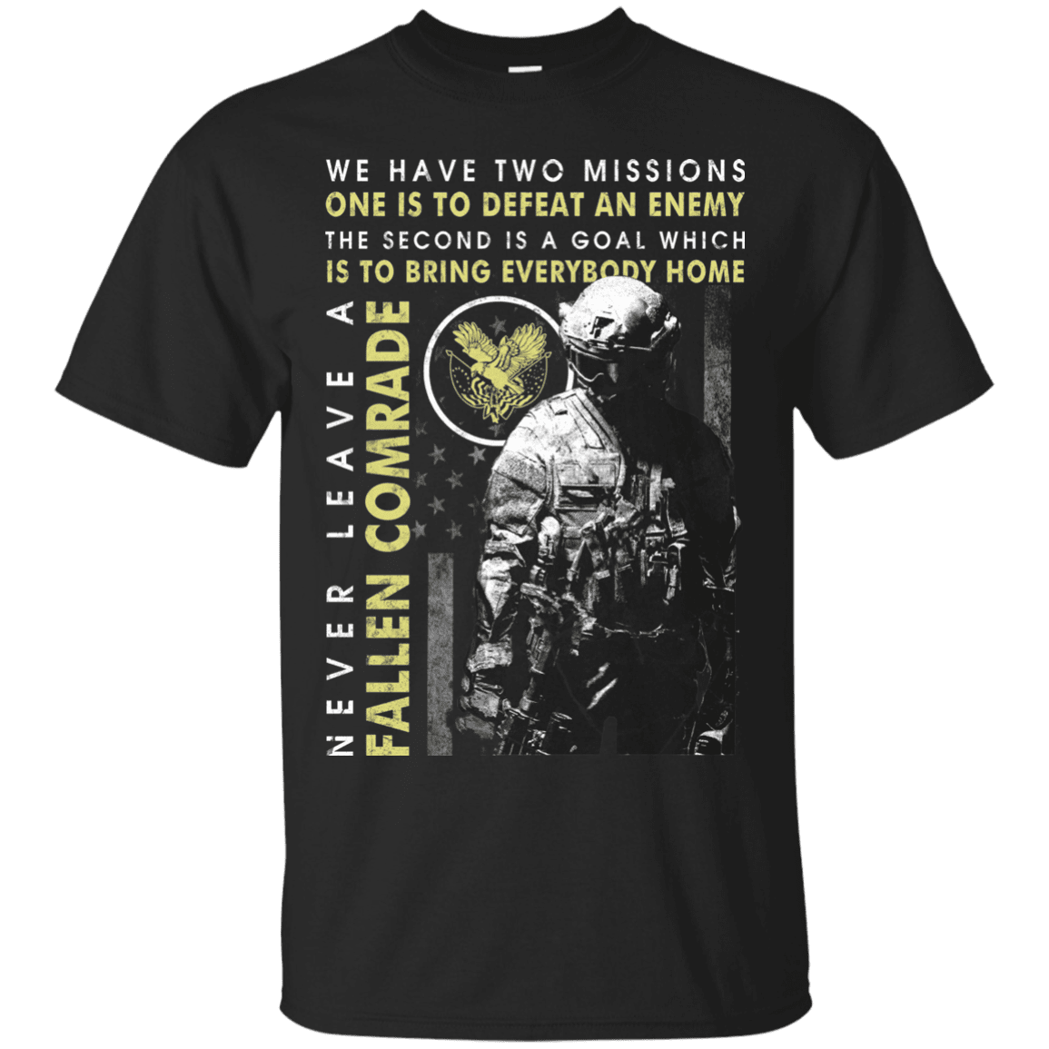 Military T-Shirt "Never Leave A Fallen Comrade Veteran Men" Front-TShirt-General-Veterans Nation