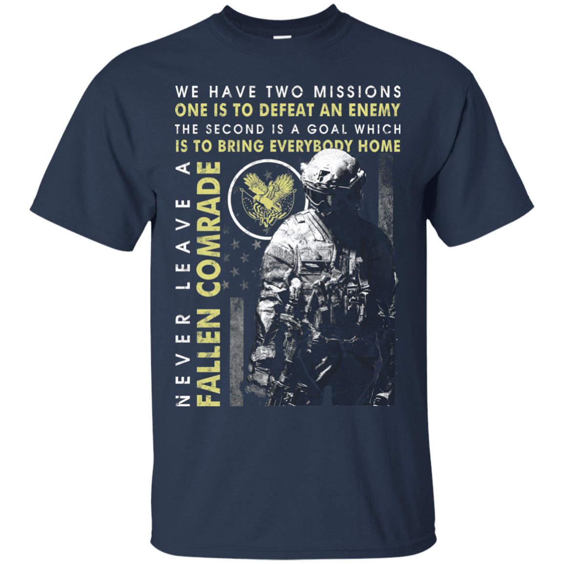 Military T-Shirt "Never Leave A Fallen Comrade Veteran Men" Front-TShirt-General-Veterans Nation