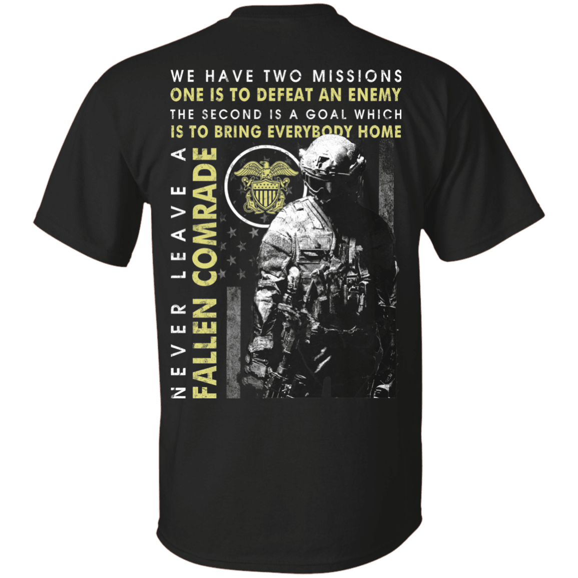 Never Leave A Fallen Comrade Navy Men Back T Shirts-TShirt-Navy-Veterans Nation