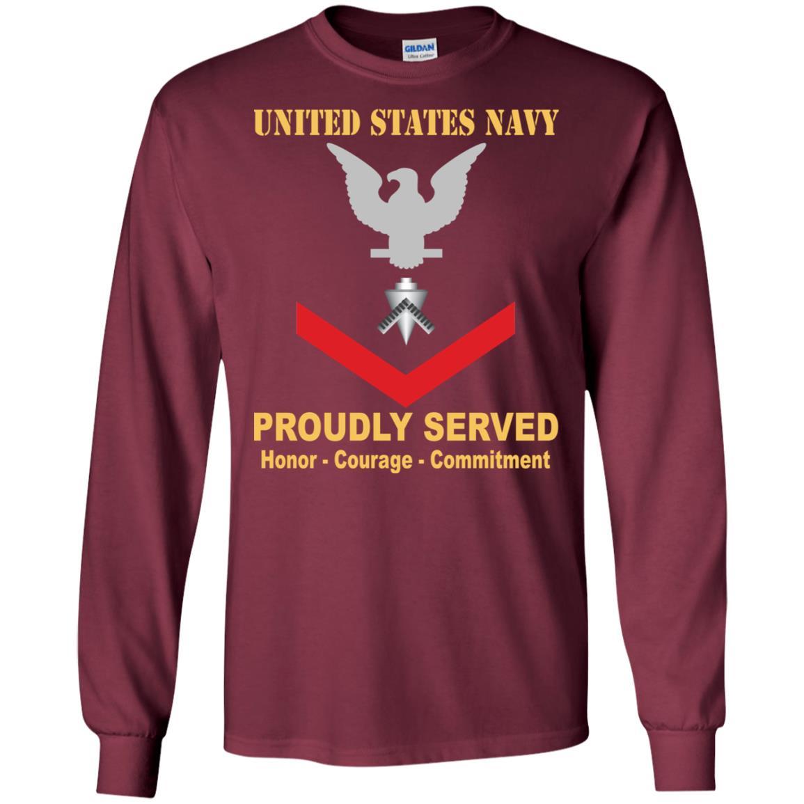 U.S Navy Builder Navy BU E-4 Rating Badges Proudly Served T-Shirt For Men On Front-TShirt-Navy-Veterans Nation