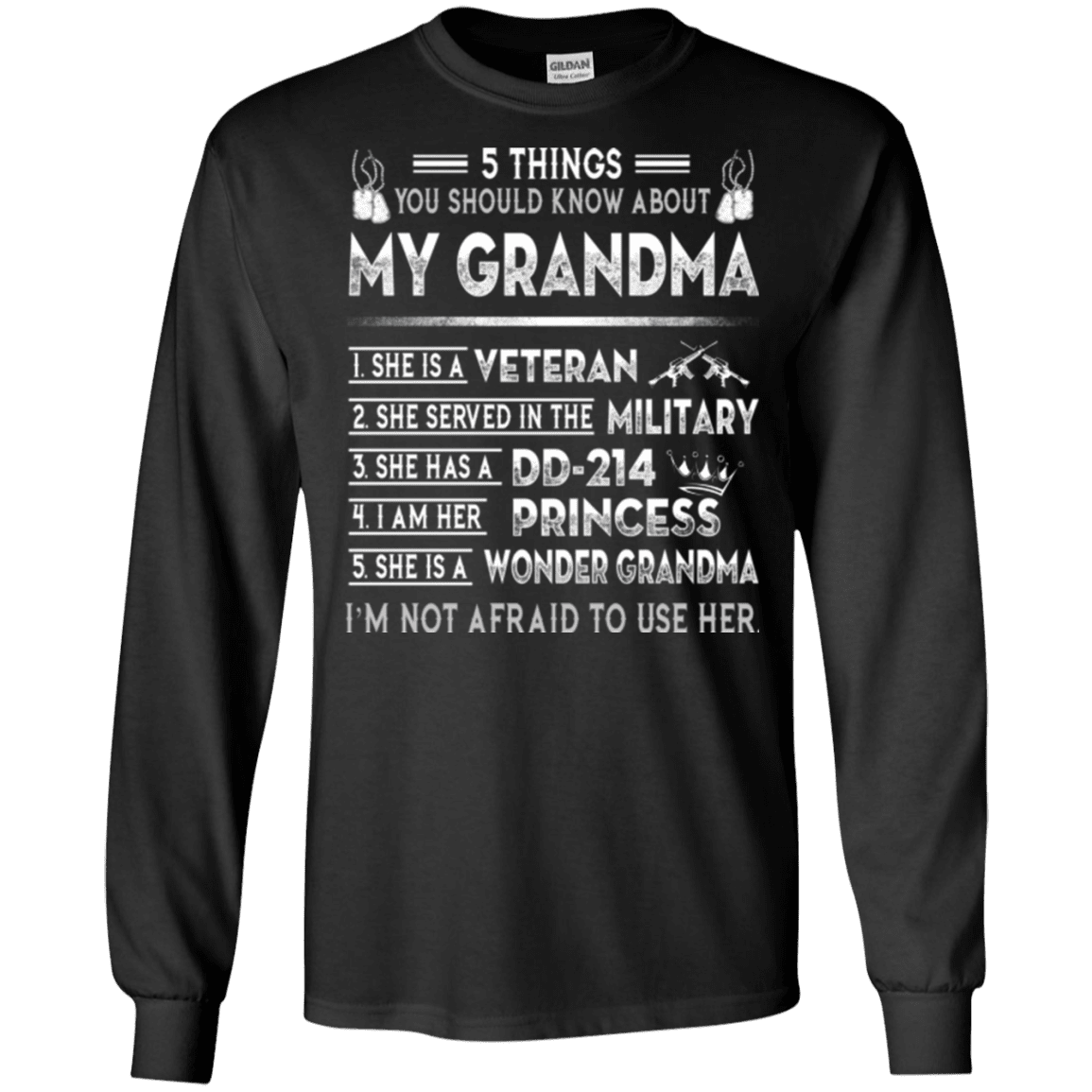 Military T-Shirt "5 Things You Should Know About My Grandma DD214"-TShirt-General-Veterans Nation