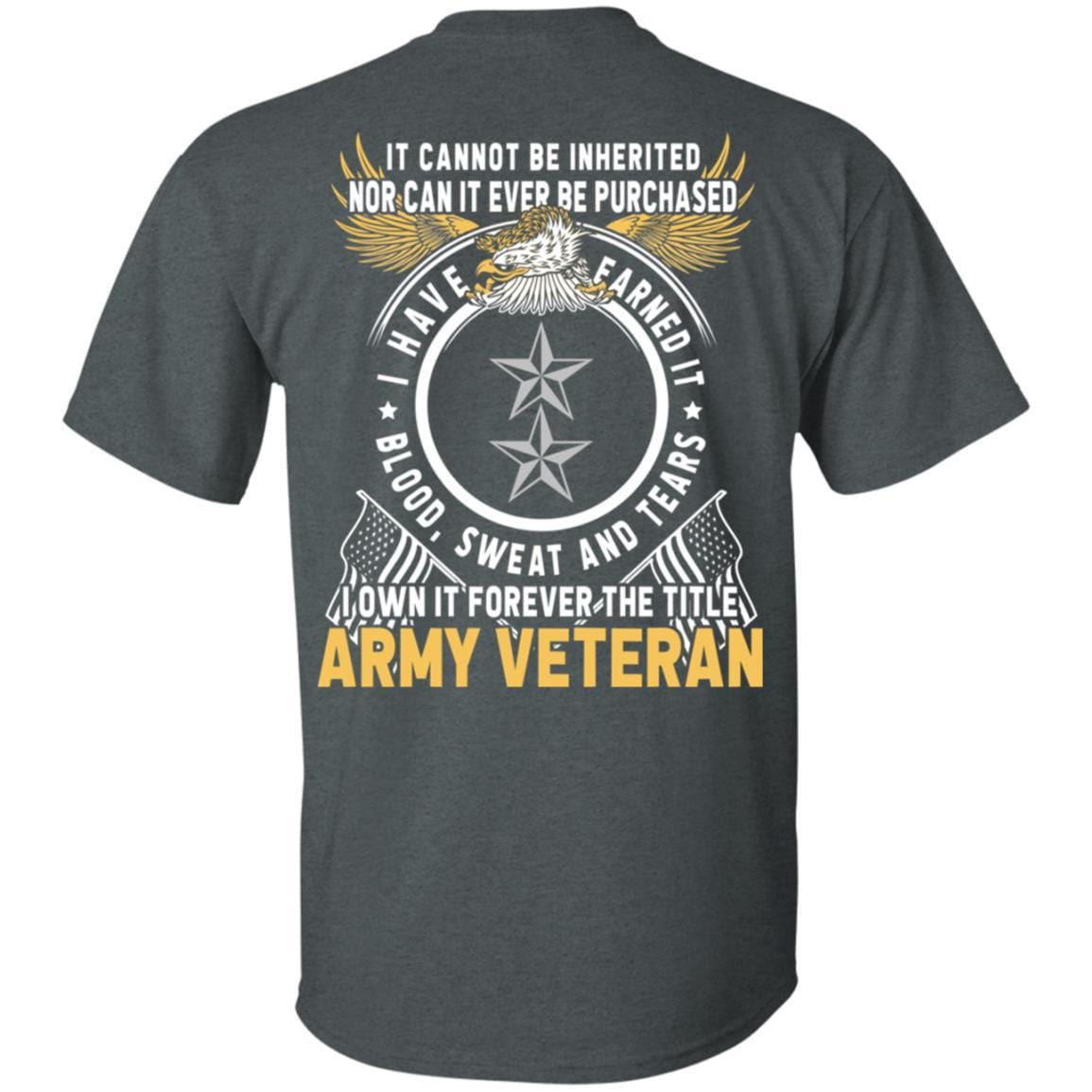 US Army O-8 Major General O8 MG General Officer Ranks T-Shirt For Men On Back-TShirt-Army-Veterans Nation