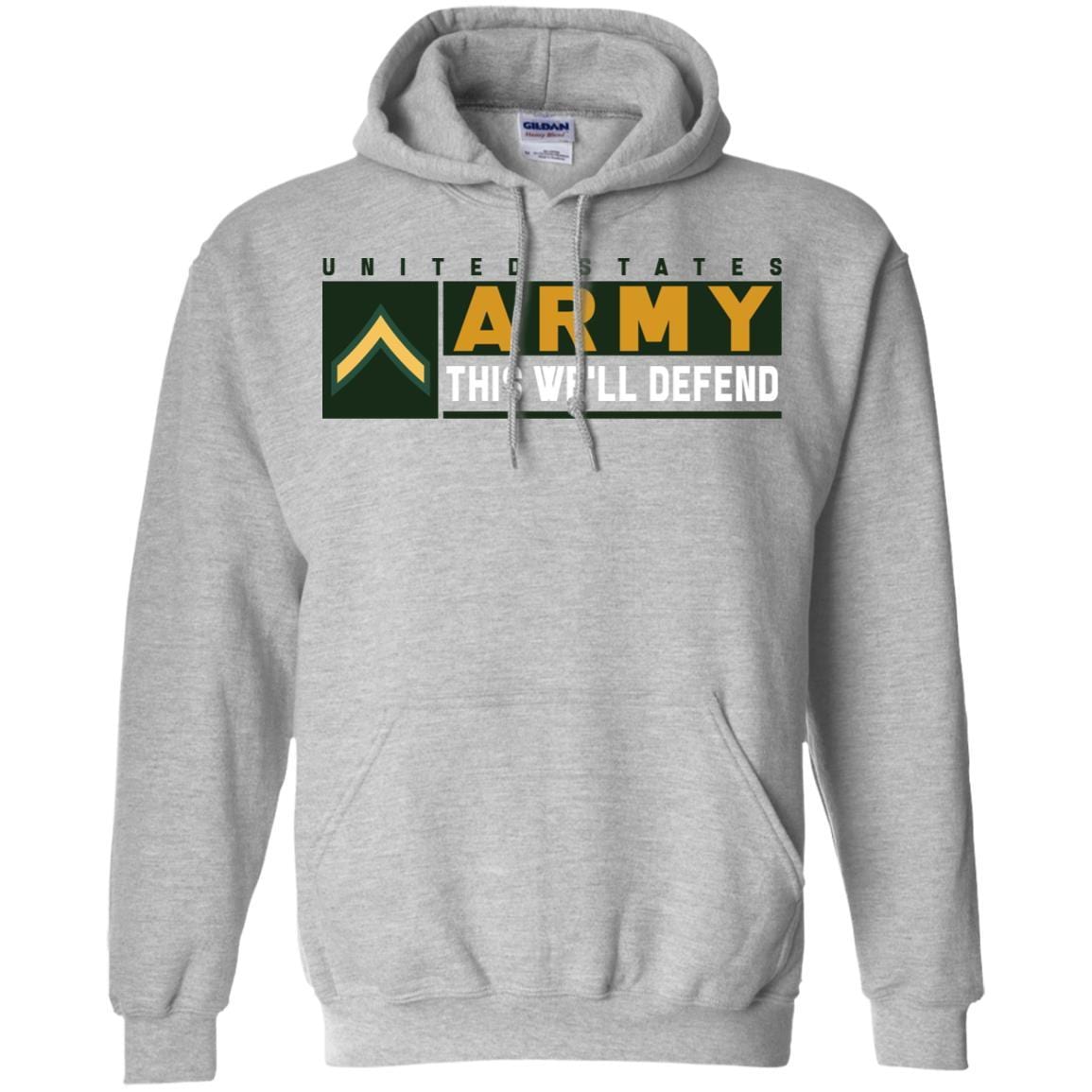 US Army E-2 Private Second Class This We Will Defend Long Sleeve - Pullover Hoodie-TShirt-Army-Veterans Nation