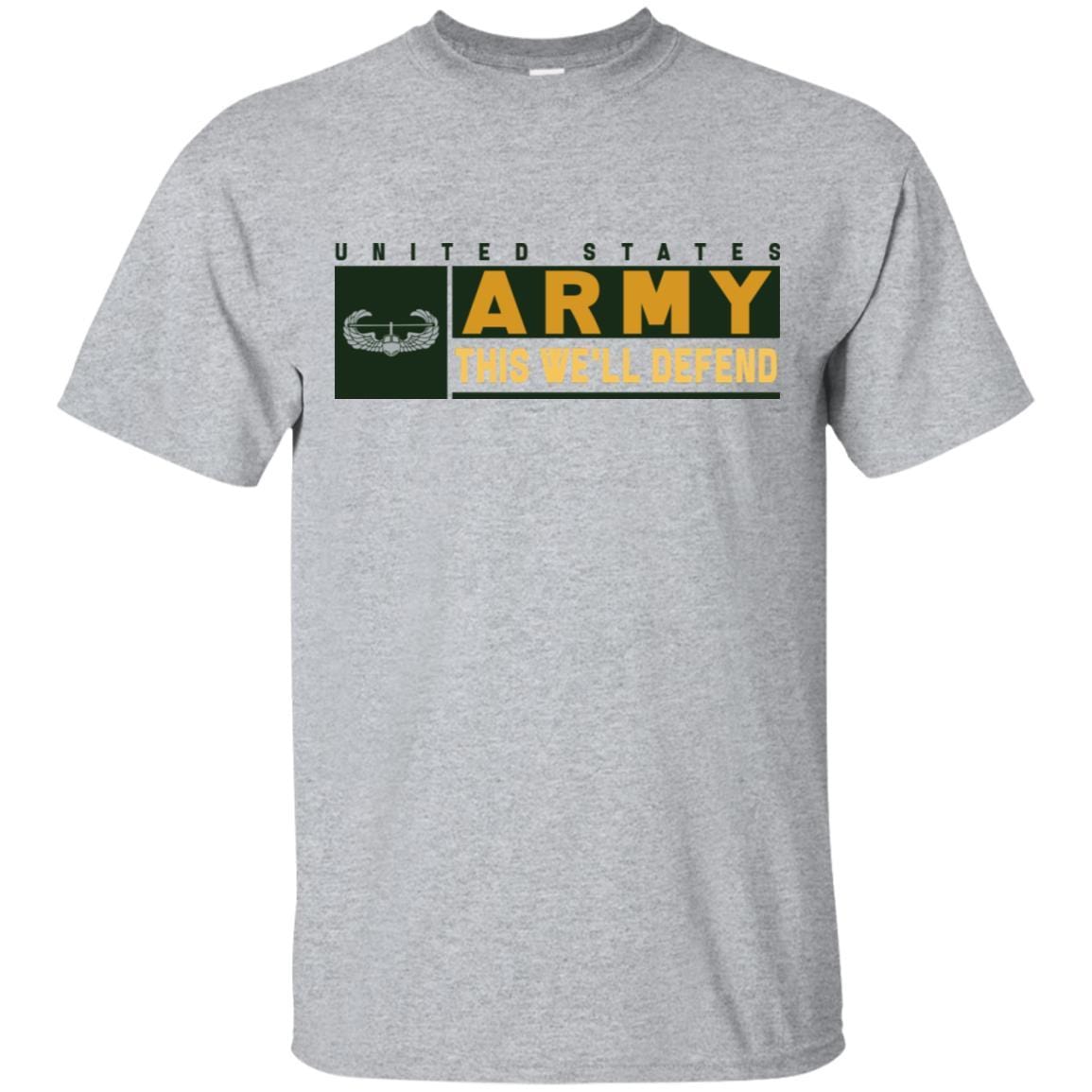 US Army Air Assault Wings Badge- This We'll Defend T-Shirt On Front For Men-TShirt-Army-Veterans Nation