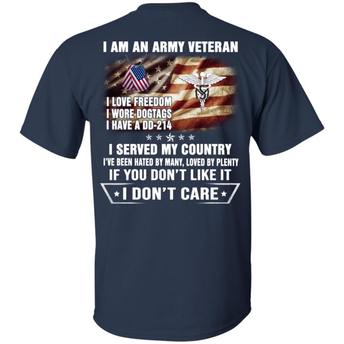 T-Shirt "I Am An Army Medical Service Corps Veteran" On Back-TShirt-Army-Veterans Nation