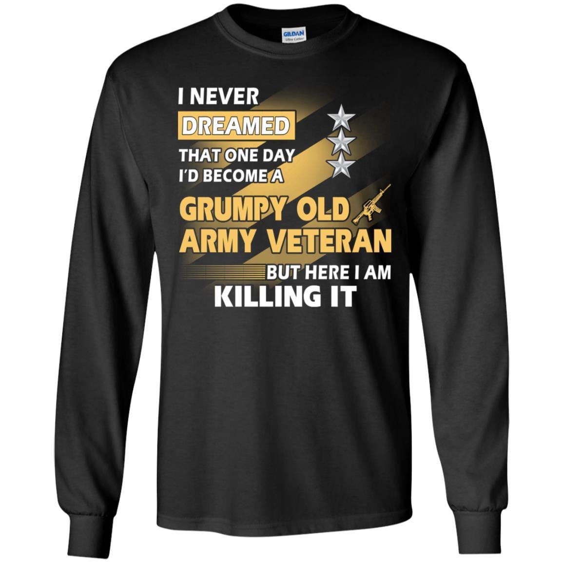 US Army T-Shirt "Grumpy Old Veteran" O-9 Lieutenant General(LTG) On Front-TShirt-Army-Veterans Nation