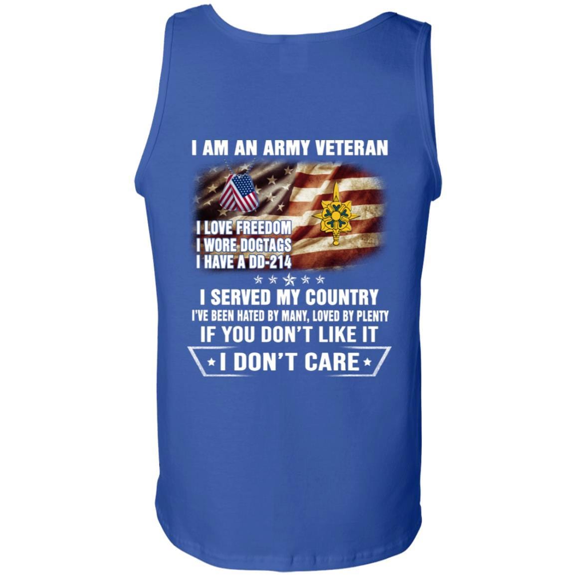 T-Shirt "I Am An Army Military Intelligence Branch Veteran" On Back-TShirt-Army-Veterans Nation