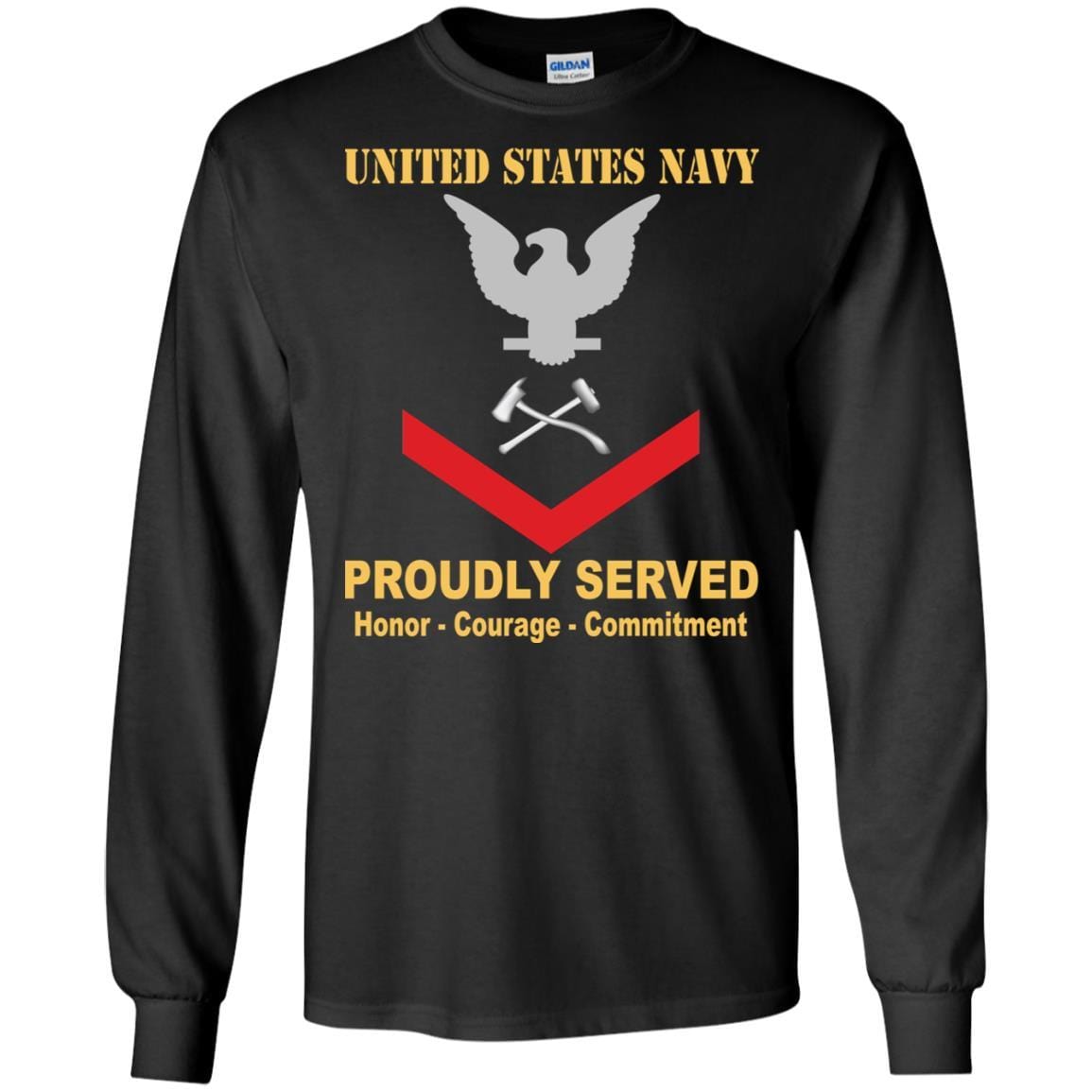 Navy Damage Controlman Navy DC E-4 Rating Badges Proudly Served T-Shirt For Men On Front-TShirt-Navy-Veterans Nation