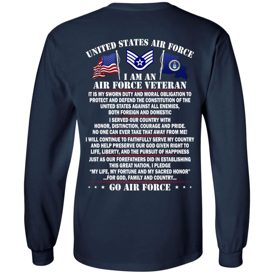 US Air Force E-5 Staff Sergeant SSgt E5 Noncommissioned Officer Ranks AF Rank - Go Air Force T-Shirt On Back-TShirt-USAF-Veterans Nation