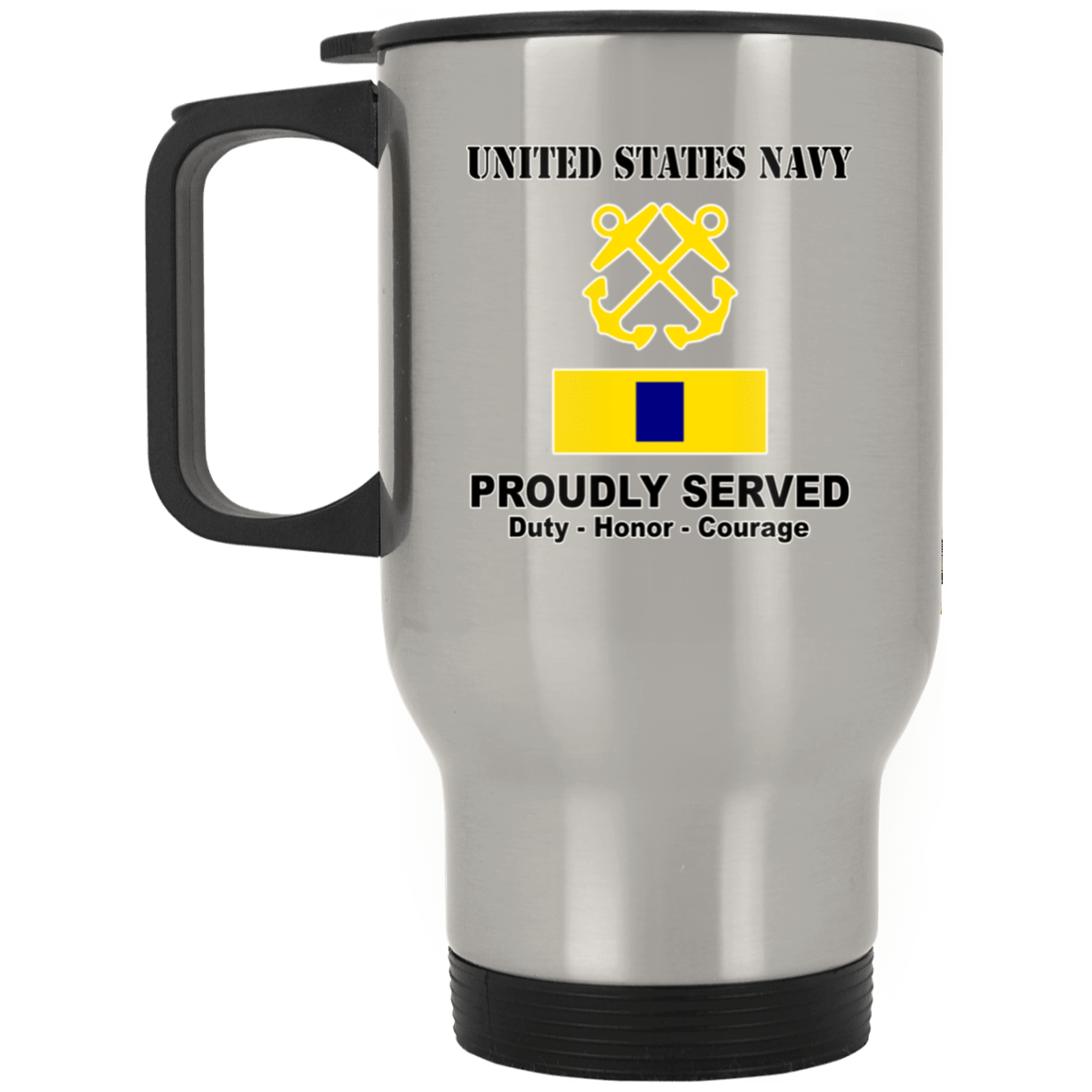 US Navy W-4 Chief Warrant Officer 4 W4 CW4 Warrant Officer Ranks T shirt White Coffee Mug - Stainless Travel Mug-Mug-Navy-Officer-Veterans Nation