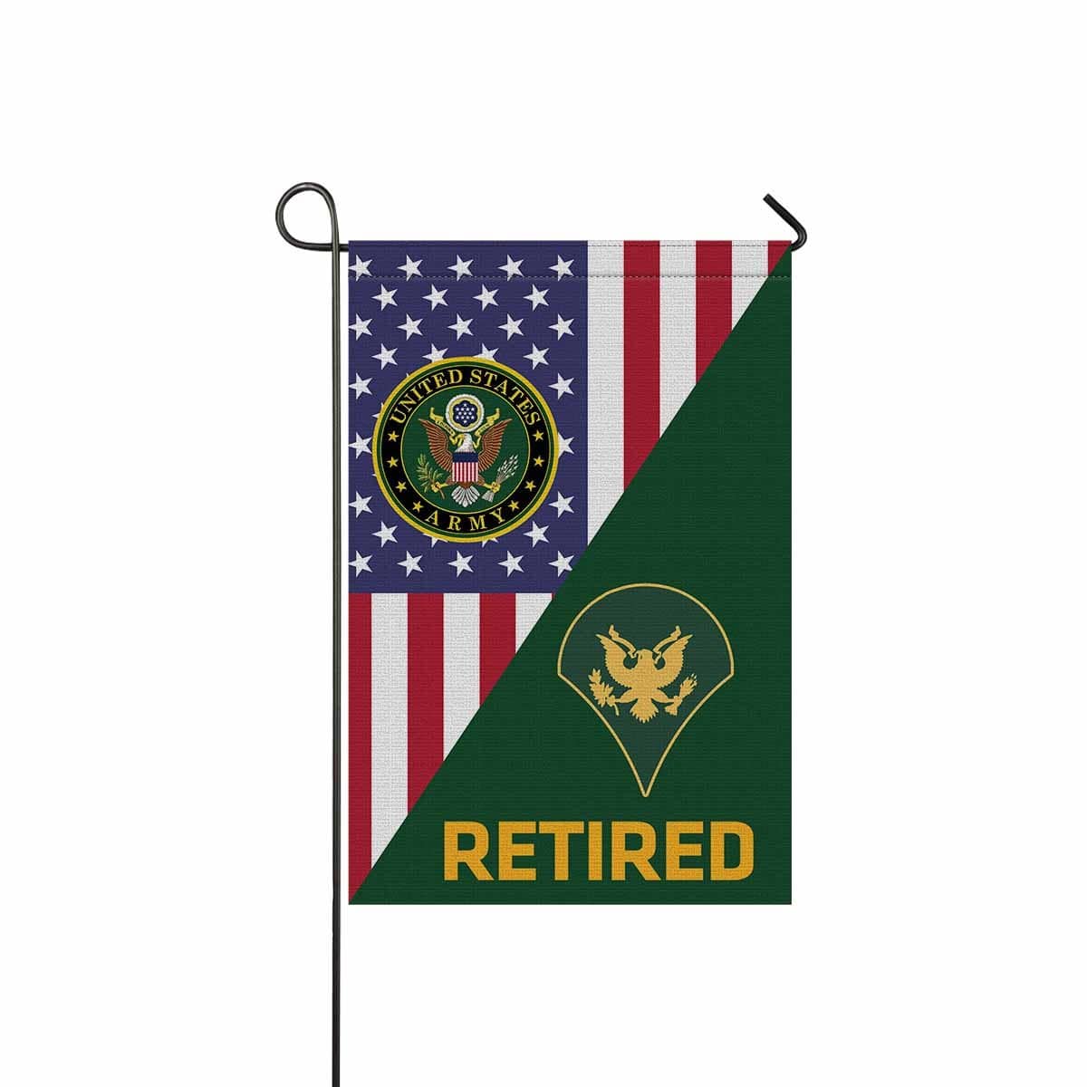 US Army E-4 SPC E4 SP4 Specialist 4 Specialist 3rd Class Retired Garden Flag/Yard Flag 12 inches x 18 inches Twin-Side Printing-GDFlag-Army-Ranks-Veterans Nation