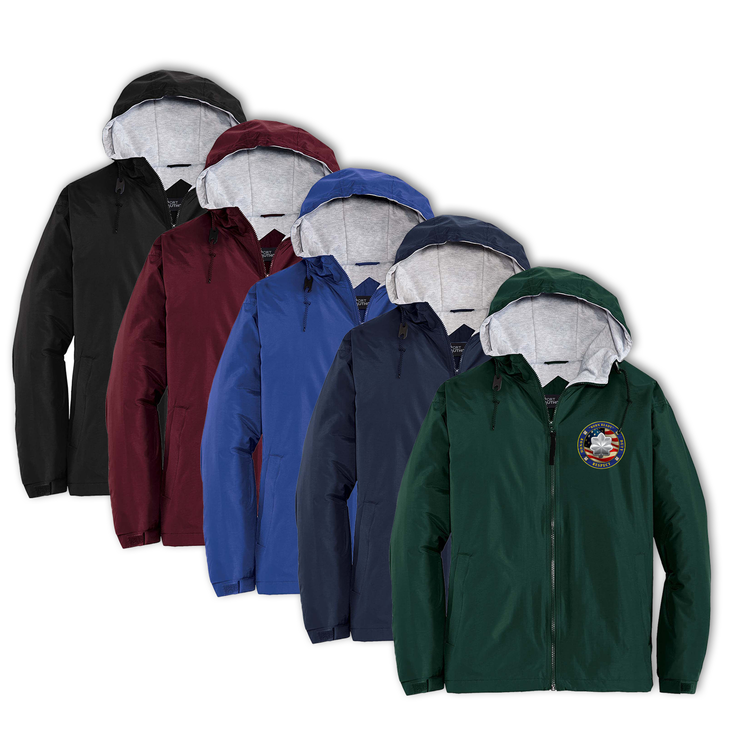 Custom US Coast Guard Ranks/Insignia Military Mottos, Core Values Print On Left Chest Team Jacket