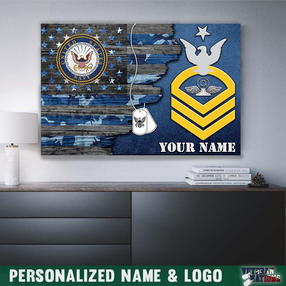 Personalized Canvas - U.S. Navy E-8 SCPO Rating Badge - Personalized Name & Logo-Canvas-Personalized-Navy-Rating-Veterans Nation