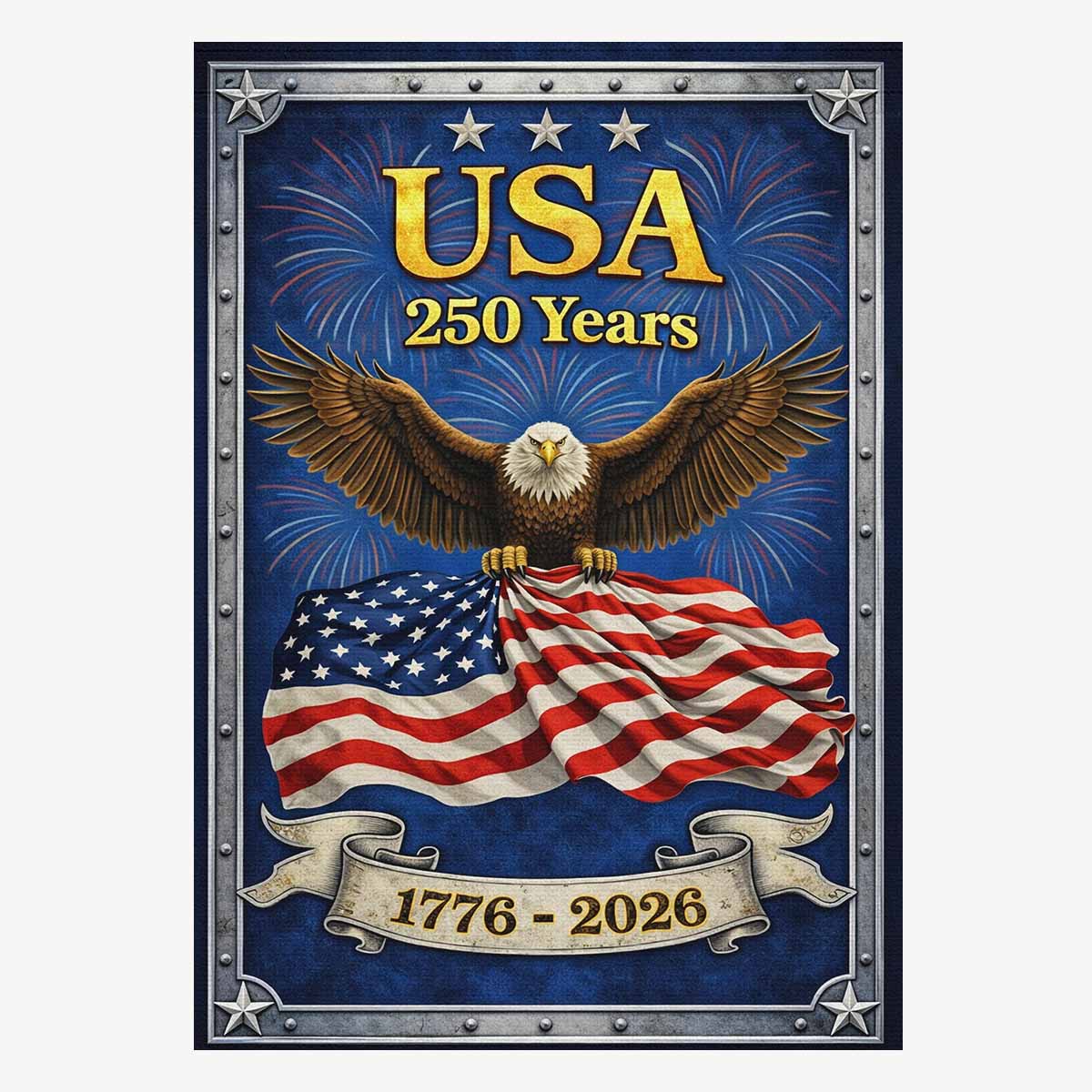 USA 250 Years House Flag Patriotic Anniversary Decor