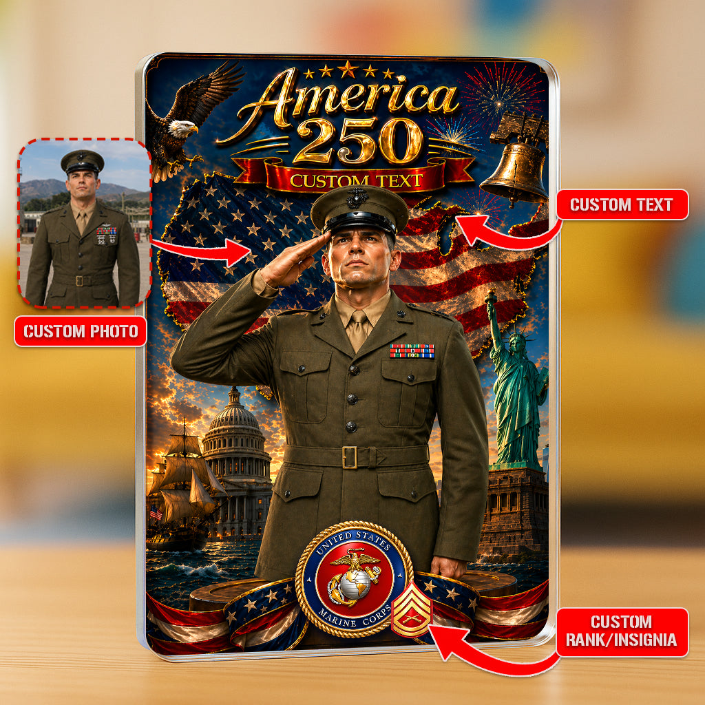 America 250 USMC Service Uniform Custom Figure Acrylic Block
