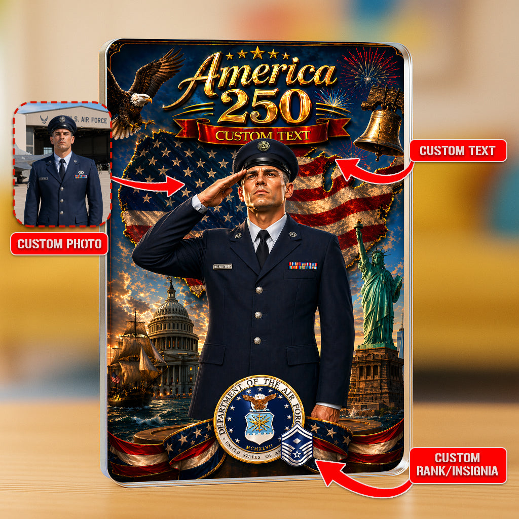 America 250 Custom US Air Force Service Uniform Figure Acrylic Block