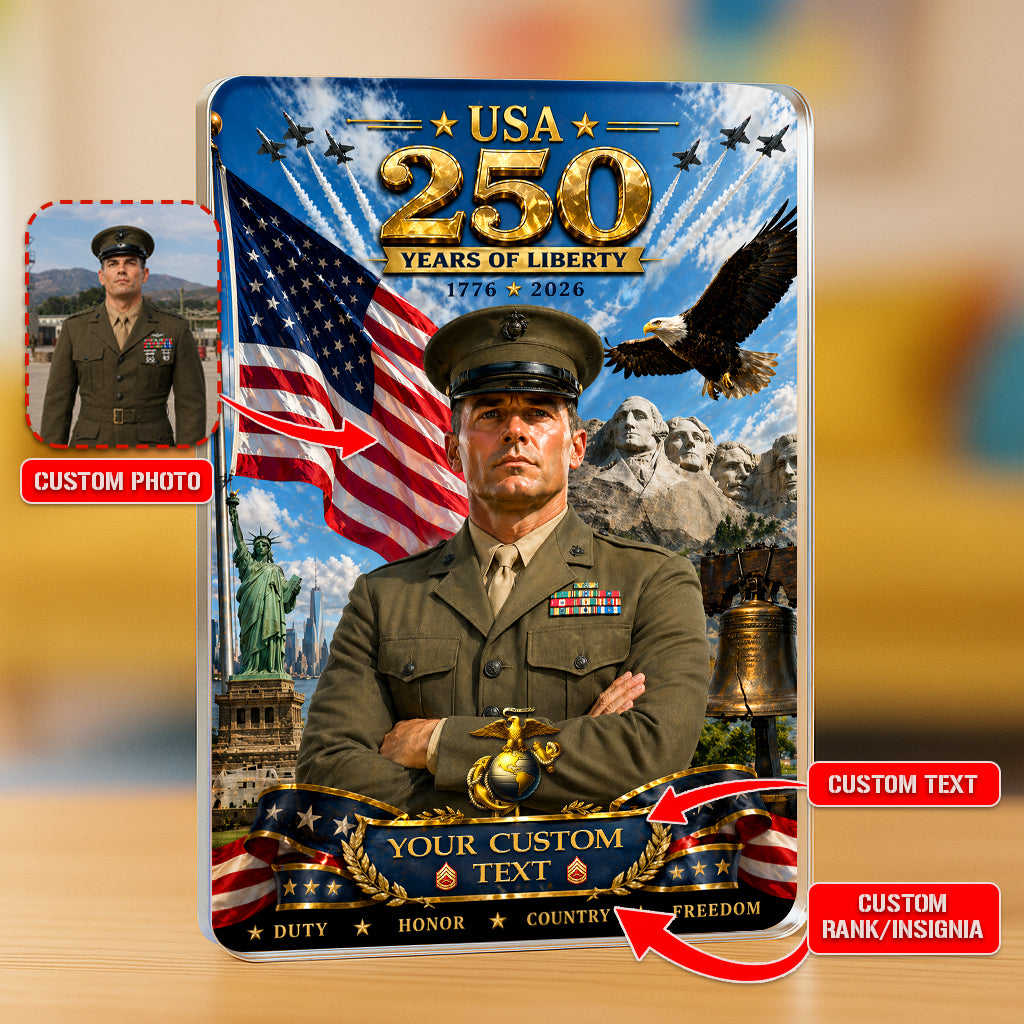 USA 250 Years Of Liberty USMC Service Dress Uniform Custom Figure Acrylic Block