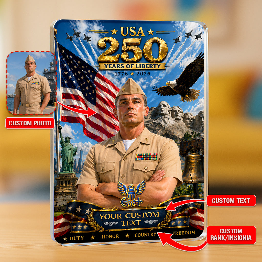 USA 250 Years Of Liberty Custom US Navy Service Uniforms Figure Acrylic Block