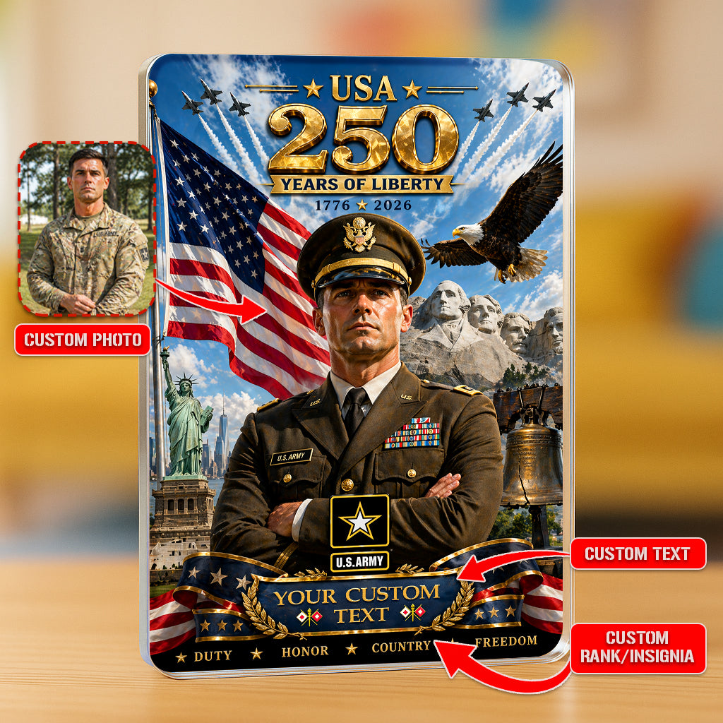USA 250 Years Of Liberty Custom US Army Green Service Uniform Figure Acrylic Block