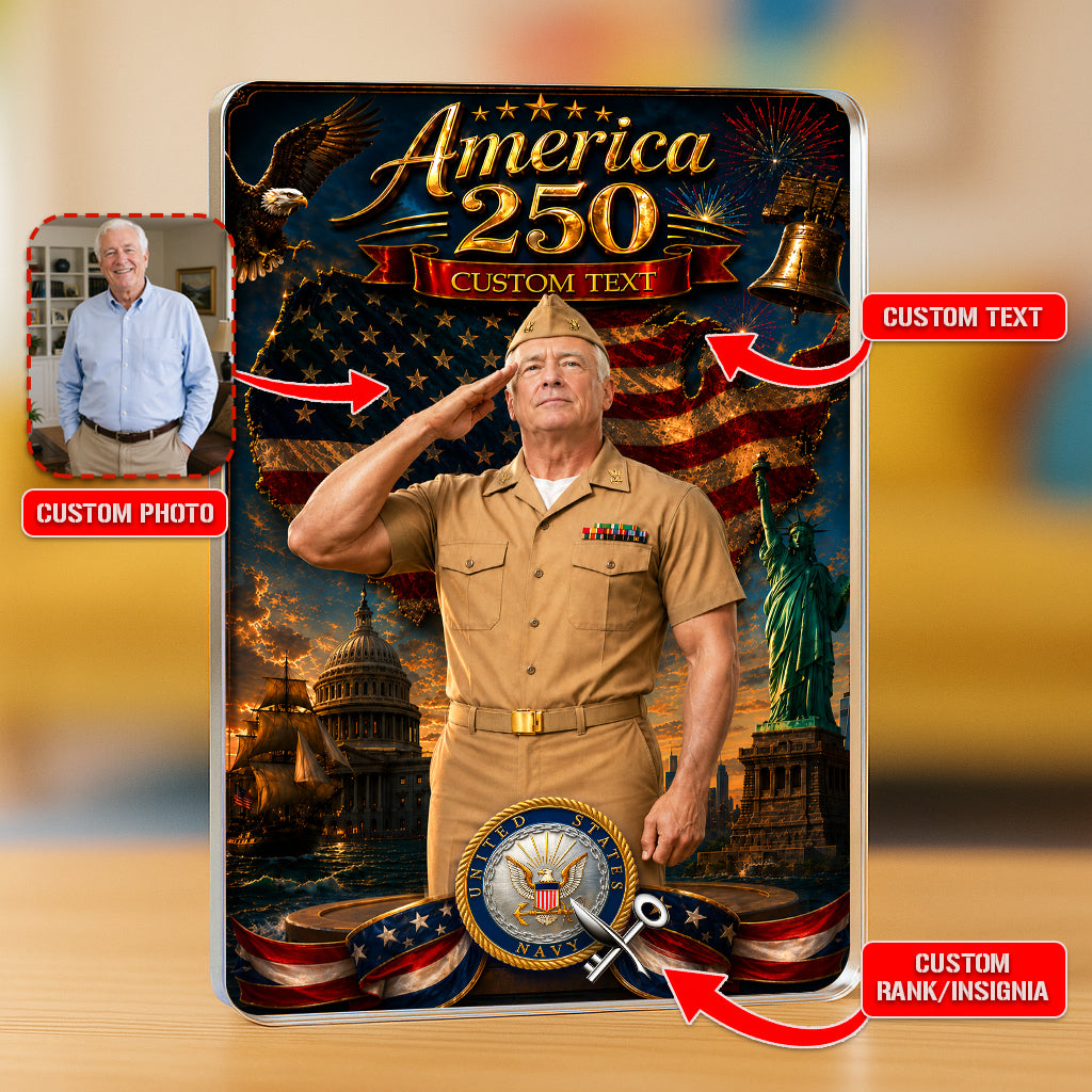 America 250th Custom Figure US Navy Service Uniforms Acrylic Block